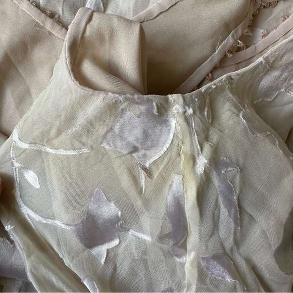 Cameron Blake Long 100% Silk Embroidered Dress Ruffled Skirt With Cover Blazer - Picture 14 of 16